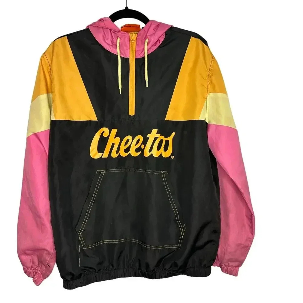Cheetos Pullover Quarter Zip Jacket Size Small Chester Cheetah Black Novelty